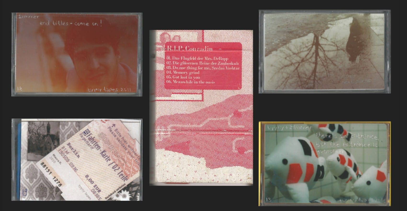 5 tapes that were released by tyyny tapes (2010-2011). they all have handmade covers.